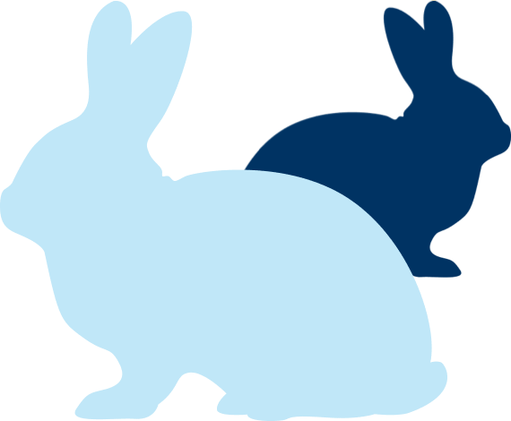 Silhouette of two rabbits