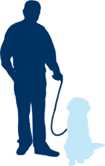 Silhouette of man and his dog