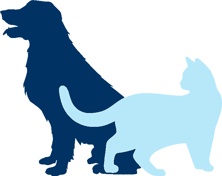 Silhouette of dog and cat